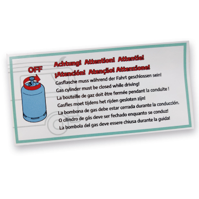 Aufkleber Gasflasche - Bogen à 12 Stück