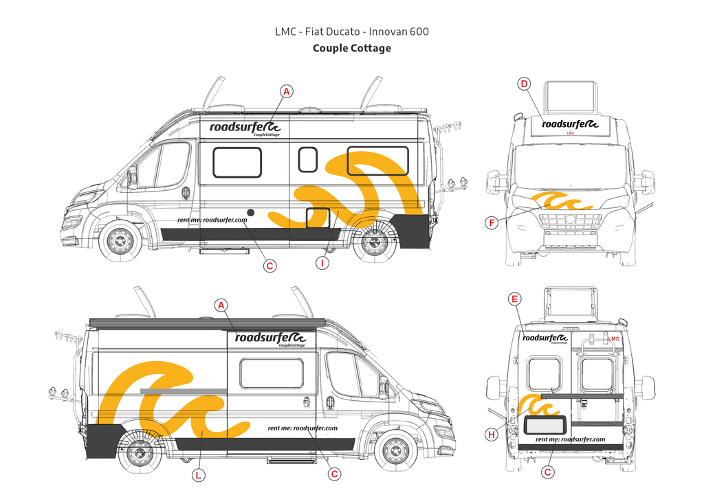 Roadsurfer Fahrzeugplott: LMC - Fiat Ducato - Innovan 600 - Couple Cottage