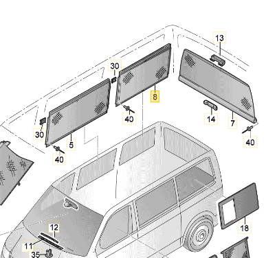 Surfer Suite/ Beach Hostel Vw California Sonnenschutzrollo Vedunkelung hinten rechts