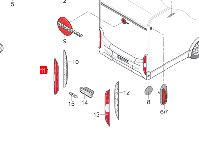 [56498] Camper Castle Bürstner Rear Light Left ONLY Glass