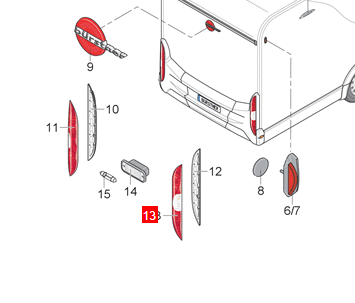 [54678] Bürstner Cample Castle rear light right ONLY windshield
