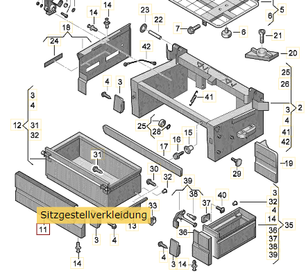 [50008] Vw drawer lining rear seat bench