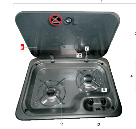 [59384] Cozy Cottage Couple Cottage Knaus cover lid hob glass cooker