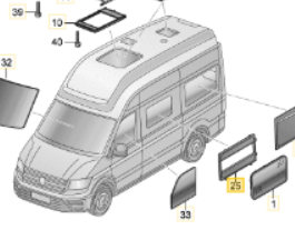 [50919]  Family Finca VW Grand California Abdunkelung Seitenscheibe mitte links