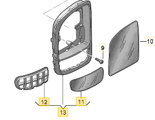 [51490] Mirrorglas VW Crafter down small passenger side